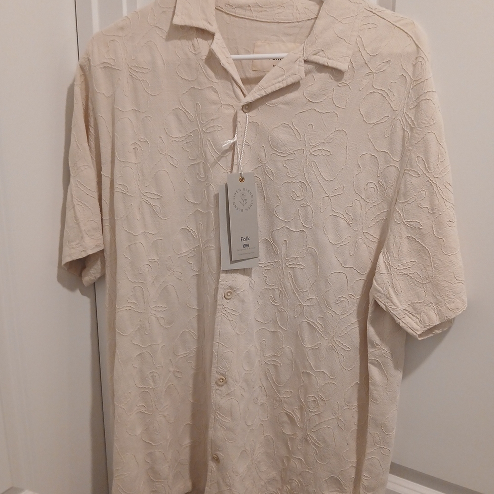 Folk Cream Textured Men's Shirt